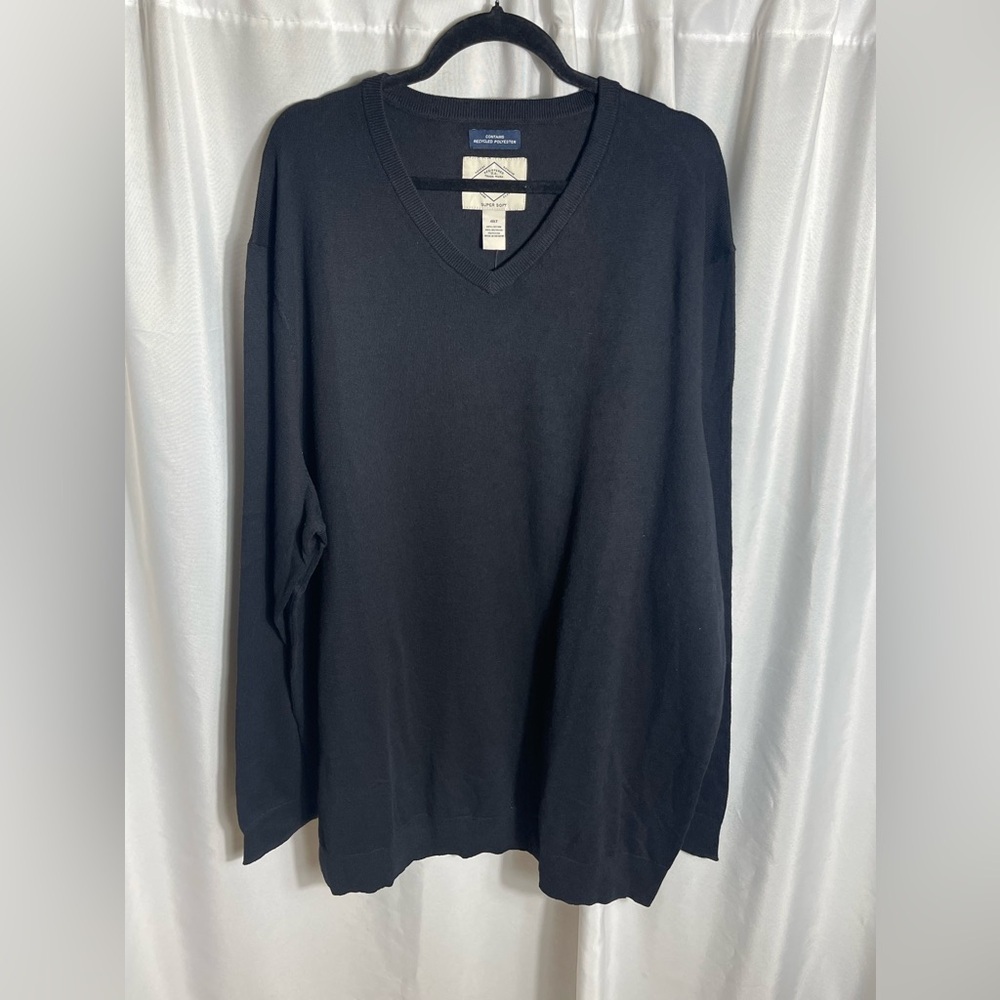 St. John’s Bay Men's Big and Tall Size 4XLT Black V-Neck Sweater NWT